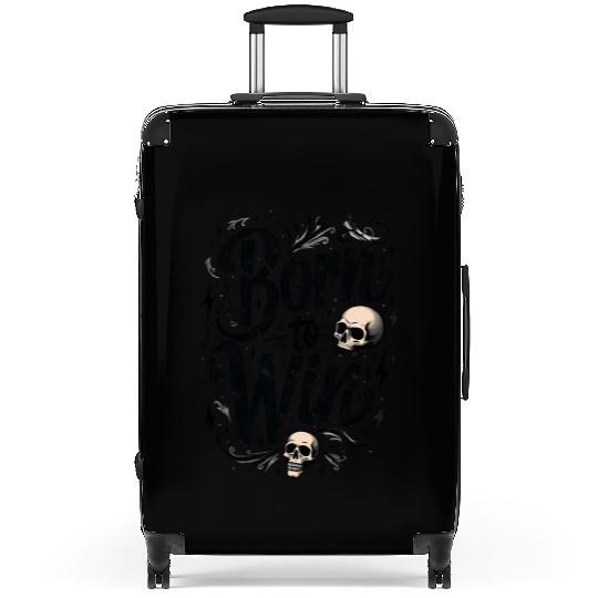 Motivational Skull and Quote Born to Win Suitcases