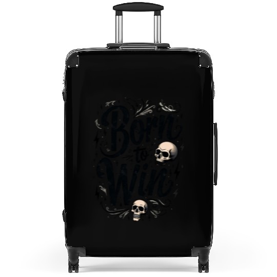 Motivational Skull and Quote Born to Win Suitcases