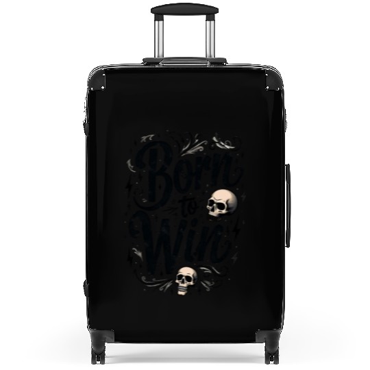 Motivational Skull and Quote Born to Win Suitcases