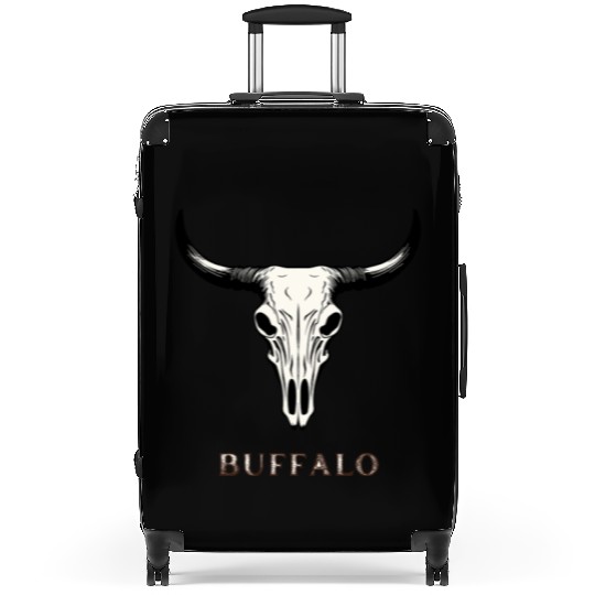 Buffalo Skull Art Suitcases
