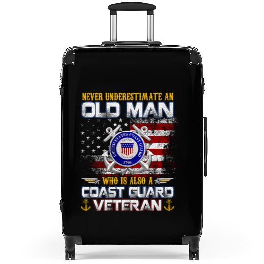 Never Underestimate Old Man US Coast Guard Veteran Suitcases