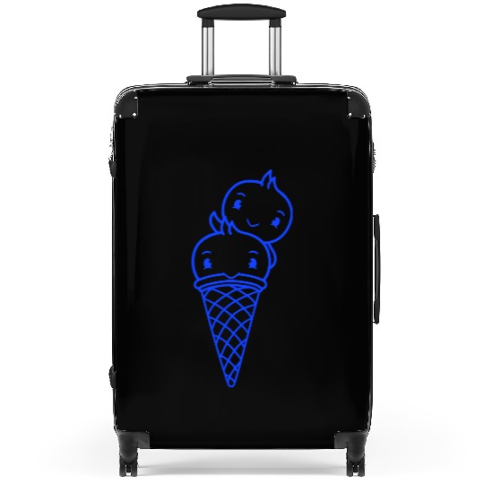 Two Birds Ice Cream Waffle Scoops Greeting Waving Suitcases