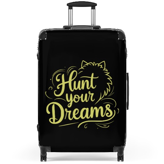 Motivational Typography with Lion Illustration Suitcases