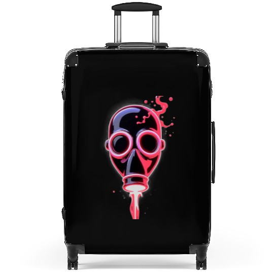 Neon Cyberpunk Gas Mask – Glowing Apocalypse Art Suitcases