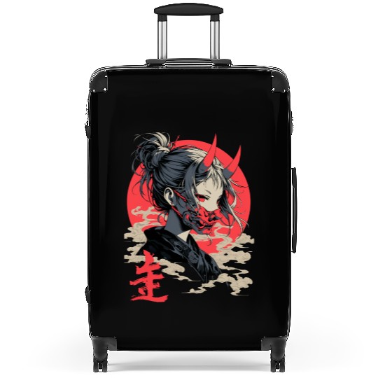 Beautiful Japanese Demon Anime Girl Waifu Geisha Suitcases