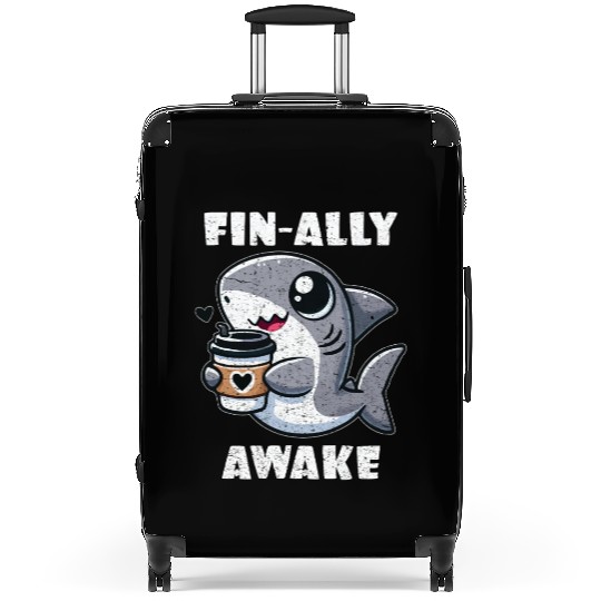 Fin-ally Awake Coffee Shark lover Suitcases