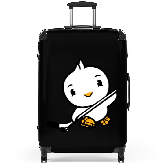 Bird Playing Ice Hockey Sport Puck Stick Hobby Suitcases