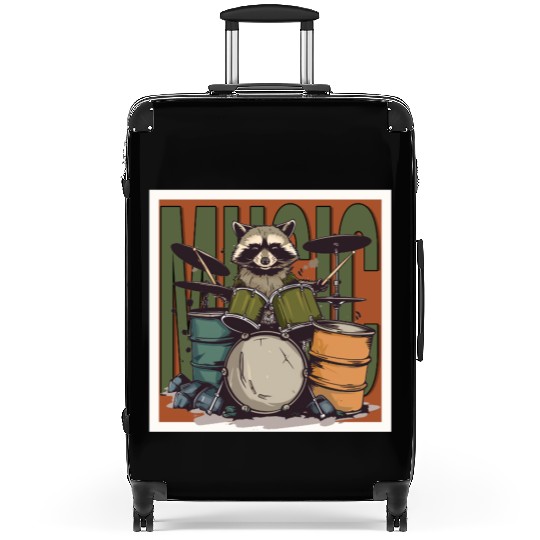 Music Raccoon Drums Suitcases