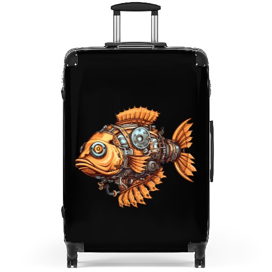 Steampunk Fish, Mechanical Fish Design Suitcases