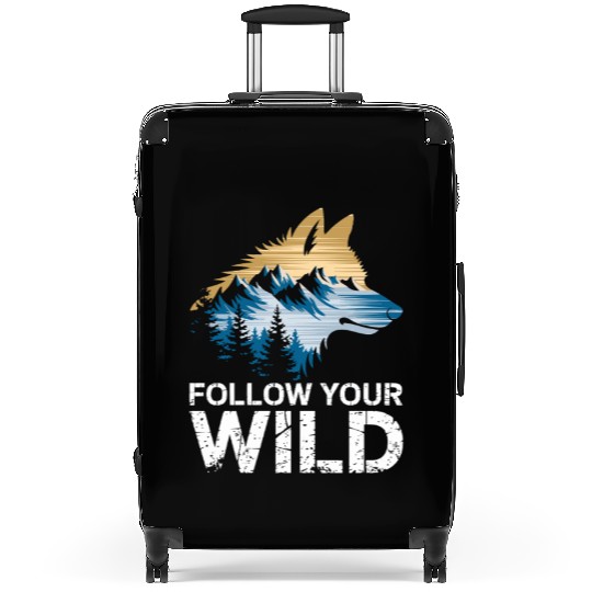 Follow Your Wild Adventure Mountain Wolf Suitcases