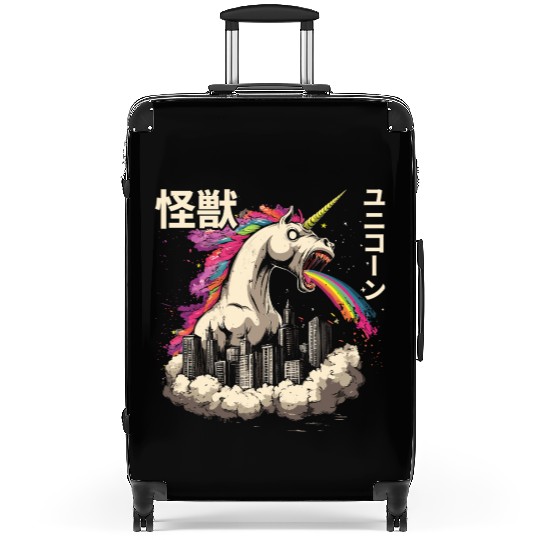 Kaiju Unicorn Japanese Monster Rainbow Suitcases