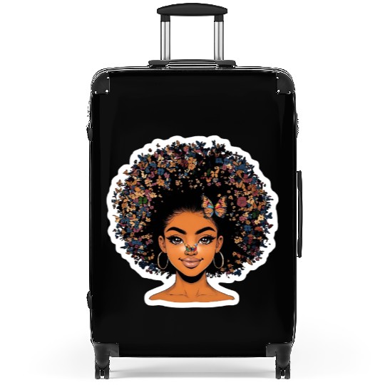 Young Girl Surrounded by Butterflies Suitcases