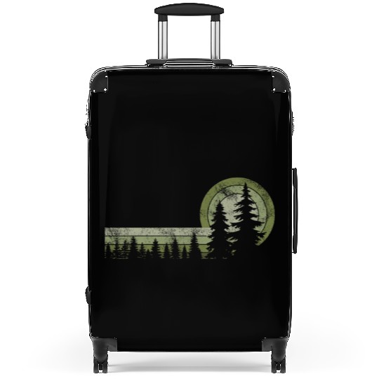 Minimalist Forest Sunset Illustration Suitcases