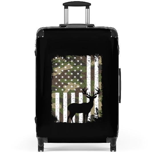 Deer Buck Hunting Camo US Flag Hunter Camouflage Suitcases