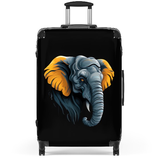 Elephant Head Illustration Suitcases
