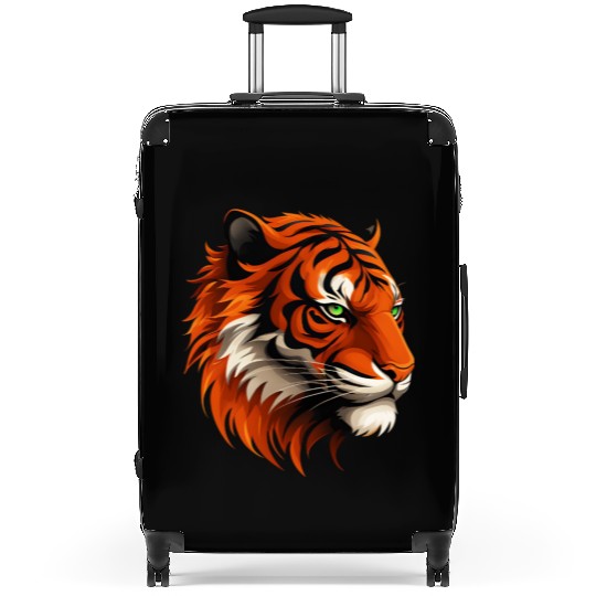 Majestic Tiger Head Illustration Suitcases