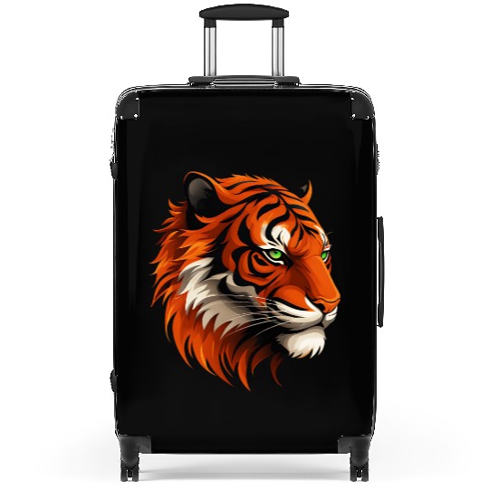 Majestic Tiger Head Illustration Suitcases