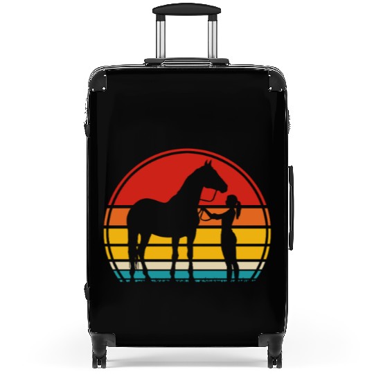 Vintage Horse Girl Sunset Suitcases