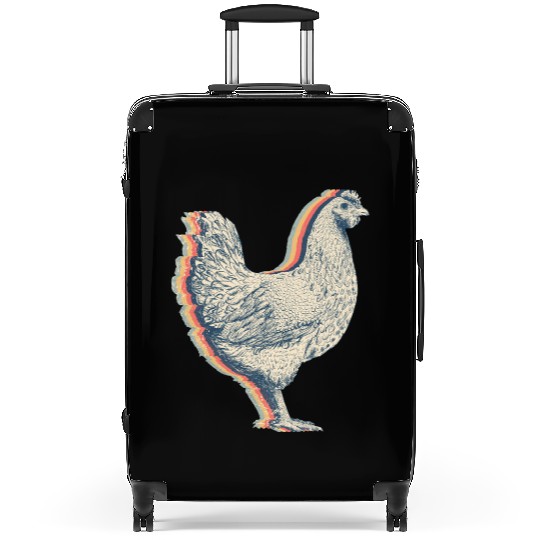 Chicken Farm Farmer Farming Retro Line Art Suitcases