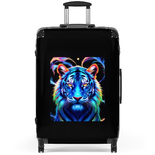 Neon Jungle: Psychedelic Tiger Suitcases