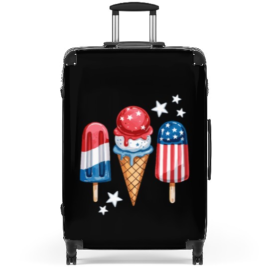 Patriotic Ice Cream and Popsicles with Stars Suitcases