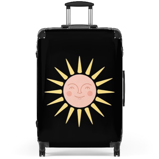 Happy Retro Sun Face Sunshine Suitcases