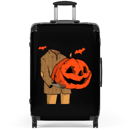 Scary Spooky Jack O Lantern Face Pumpkin Men Boys Suitcases
