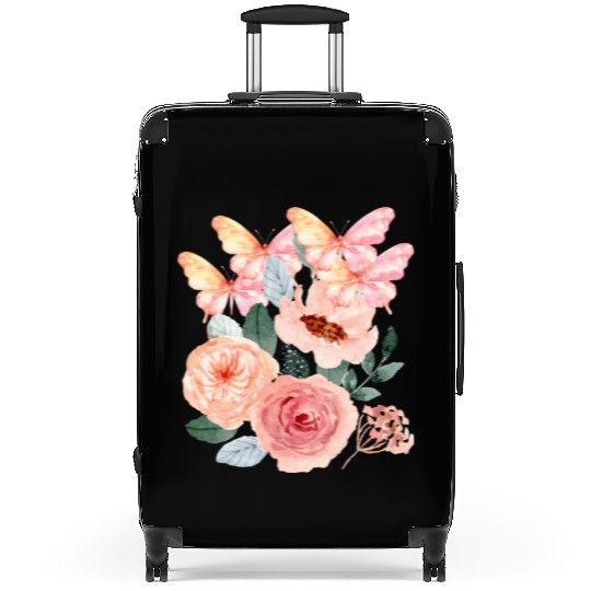 Graphic floral butterflies Suitcases