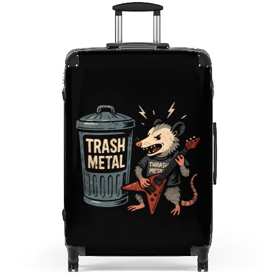 Funny Opossum Thrash Metal Guitar Vintage Pun Suitcases
