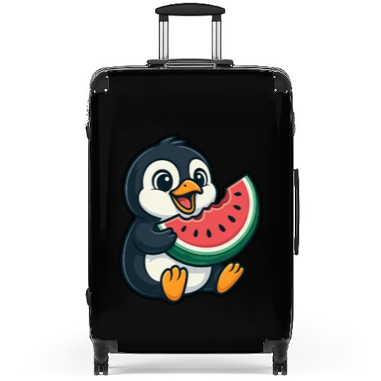 Penguin with Watermelon Summer Fruit Suitcases