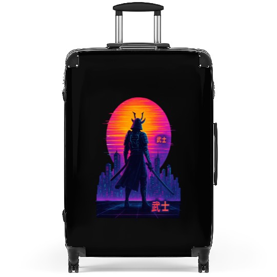 Neon Samurai - Cyberpunk Warrior Art Suitcases