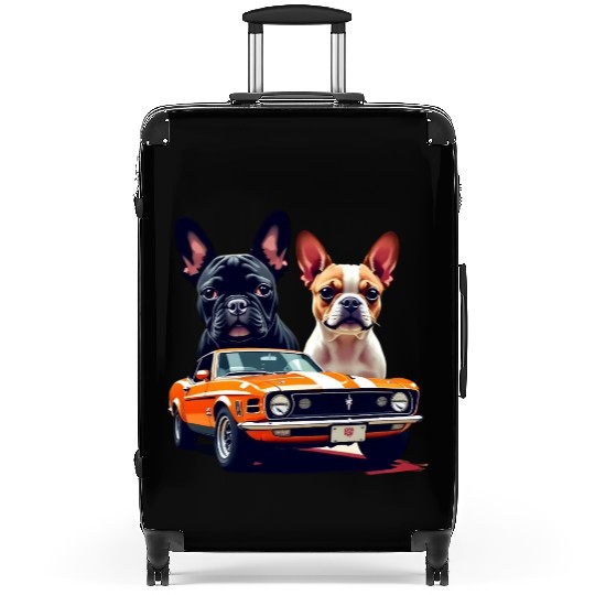 French Bulldogs with Classic Muscle Car – Retro Vi Suitcases