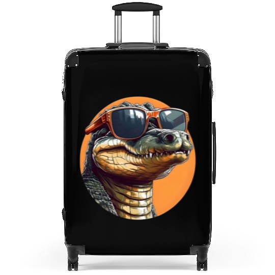 Stylish Alligator Suitcases with Circle Design