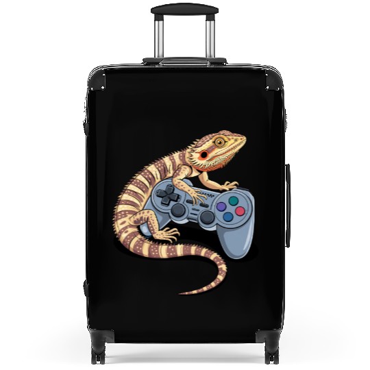 Video Gaming Gamer Pogona Reptile Bearded Dragon Suitcases