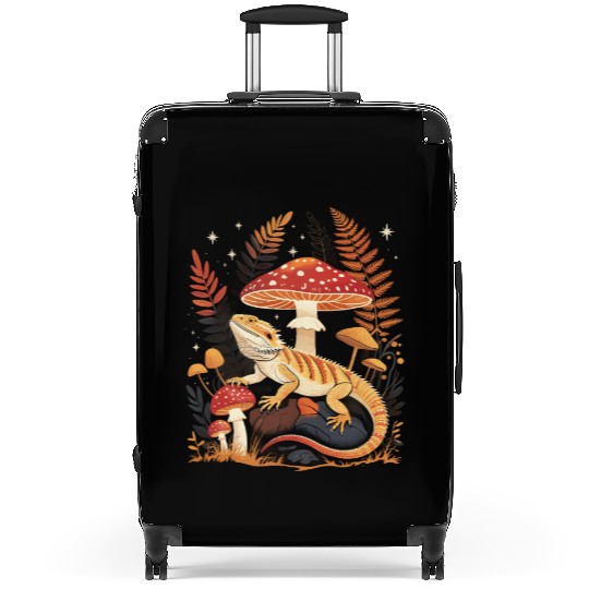 Cute Pogona Reptile Cottagecore Mushroom Bearded Suitcases