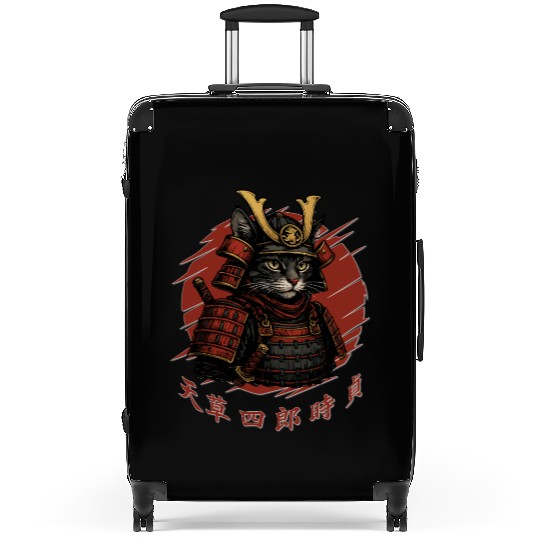 Samurai Cat Warrior – Japanese Red Sun Armor Art Suitcases