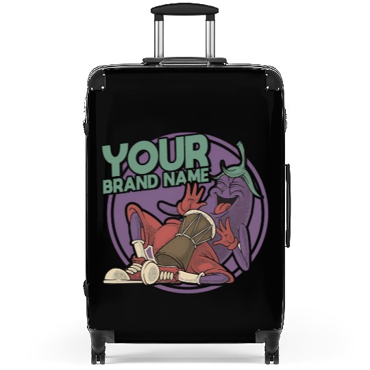 Funky Eggplant Drummer – Funny Cartoon Music T-Shi Suitcases