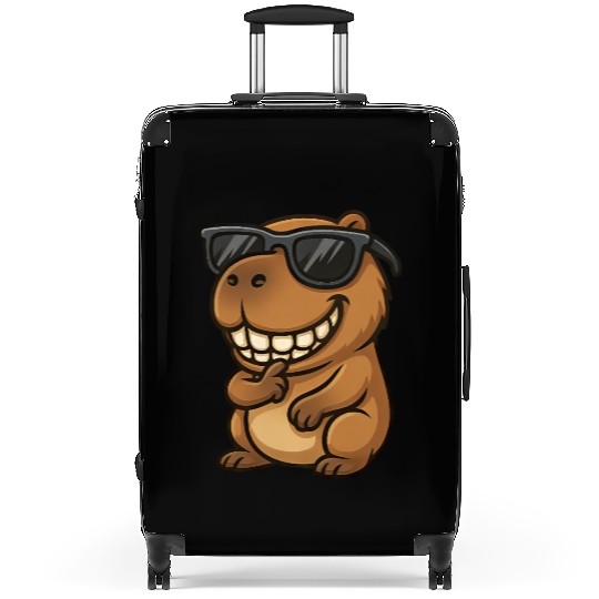 Cool capybara guinea pig sunglasses smile Suitcases