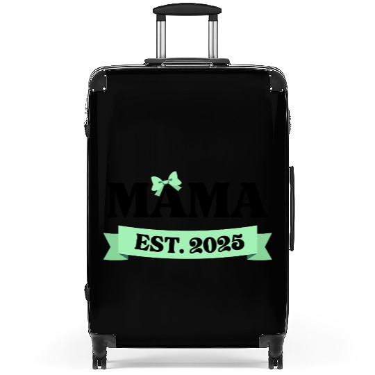 Mama Est. 2025 - Light Green Bow Maternity Design Suitcases