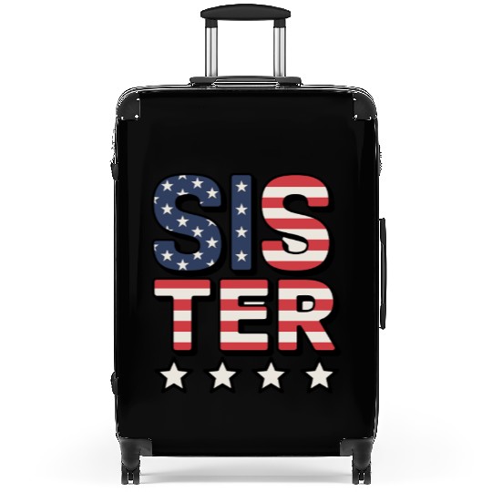 Sister American Flag Stars and Stripes Design Suitcases