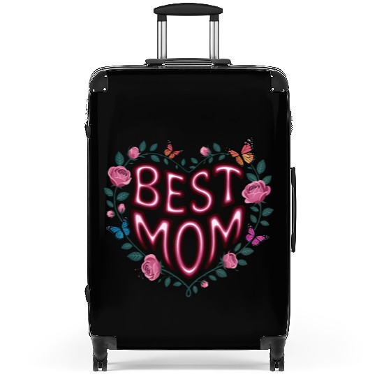 Trendy Best Mom Ever, Mother's Day Heart Floral Suitcases