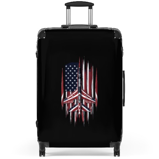 Patriotic Fighter Jet American Flag Art Suitcases