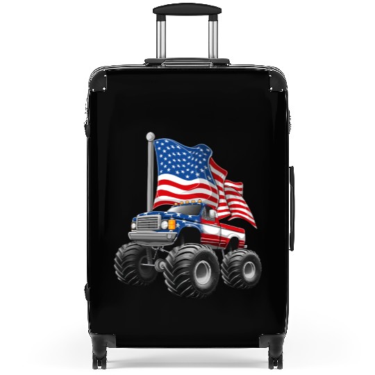 Monster Truck American Flag 4th Of July Suitcases