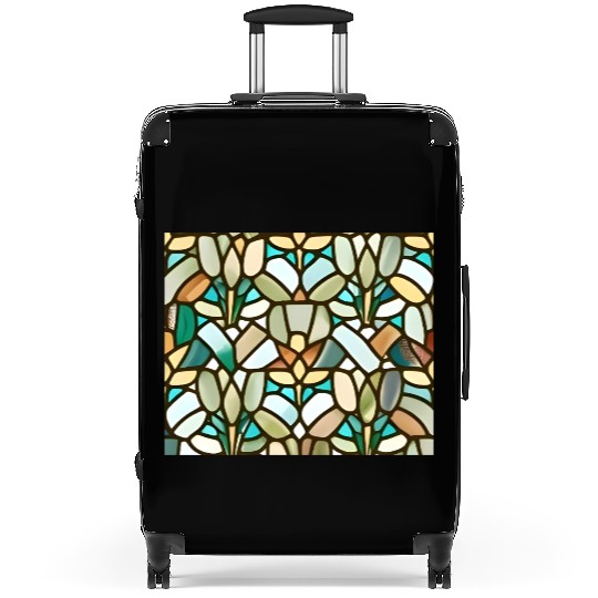 Abstract Floral Stained Glass Pattern - Art Deco Suitcases