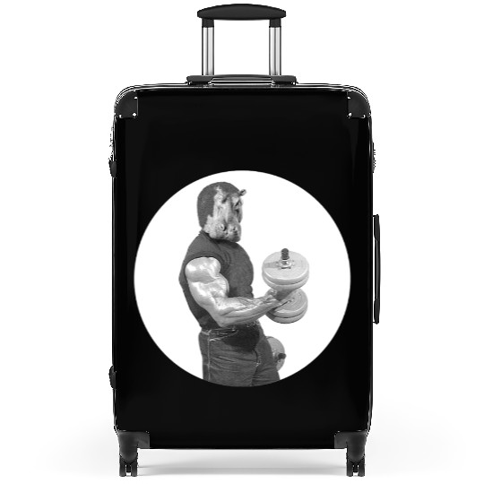 Mr. Hippopotamus working out in a gym 1 Suitcases