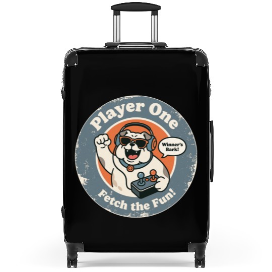 Retro Gaming Dog Winner s Bark Vintage Graphic Suitcases