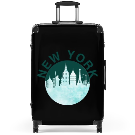 New York City Retro Skyline Graphic, Urban Street Suitcases