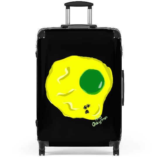 Yellow and green fried egg and flies Suitcases