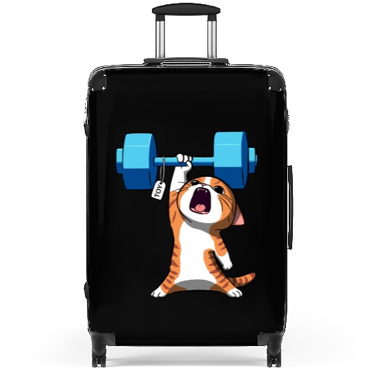 Workout Strength! Tiny Warrior Cat Huge Muscles. Suitcases