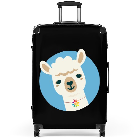 Alpaca with a Colorful Flower Necklace Suitcases